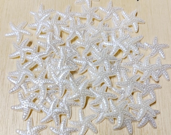 Ivory Resin Starfish Cabochons, Flat Back, 19mm