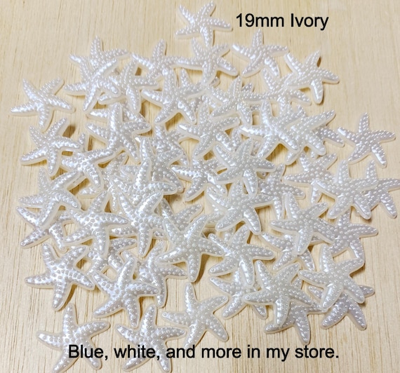 Ivory Resin Starfish Cabochons, Flat Back, 19mm