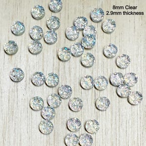 8mm Round faux druzy, 8mm round cabochon, 8mm round flat back, READY TO SHIP, acrylic, 10 pieces  chunky found flatback, R72C