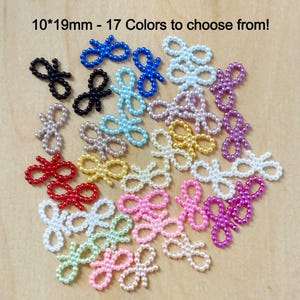 Pearl bow flat back, small hollow bow, ribbon bow, purple bow, pink bows, resin, craft supplies, 19*10mm, 3/4&#39;&#39; wide, 30 or 50 pcs, B3