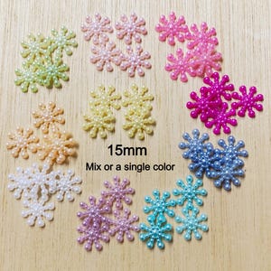 Snowflake cabochon, small, mix or single color, plastic, READY TO SHIP, flat back, Christmas, 15 mm, 5/8 inch, embellishment, SN22