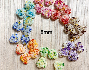 8mm Flower cabochon, small, resin, flat back, 40 piece mix, F72