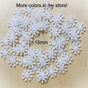 White snowflake cabochon, small, resin, READY TO SHIP, flat back, 15 mm, embellishment, Christmas, snowflakes, 25, 50, or 100 pcs, SN20