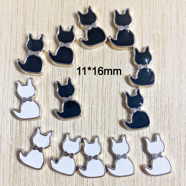 Tiny cat flatback, acrylic kitten, 12 or 20 pieces, jewelry embellishment, craft supplies, scrapbooking cat, black cat, white cat, 11*16mm