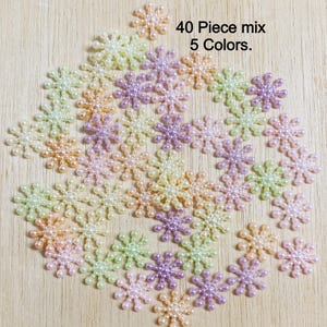 Snowflake cabochon mix, plastic, 40 pieces, READY TO SHIP, flat back, Christmas, 15 mm, 5/8 inch, glue on embellishment, card making, SN21