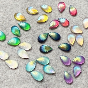 Tear drop cabochon, flat back, striated, scrapbooking, acrylic, 32 mix, 20 each, G97