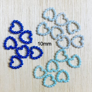 Blue pearl hearts, blue heart cabochon, SMALL, resin heart, hollow hearts, tiny, craft supplies, ready to ship, scrapbooking H51B