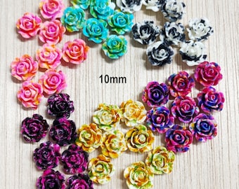 10mm Rose cabochon, small, resin, flatback, flower, craft supplies, 12, 20 or a mix, F107