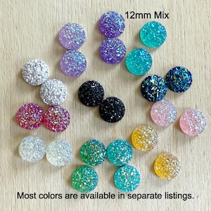 Round cabochon, faux druzy flat back, round flat back, 12mm, craft supplies, scrapbooking, art supply, R71M