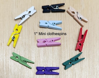20 Tiny clothespin, wood, small, pegs, name card holder, 1&#39;&#39;, wedding, baby shower, party supplies, painted, party favors