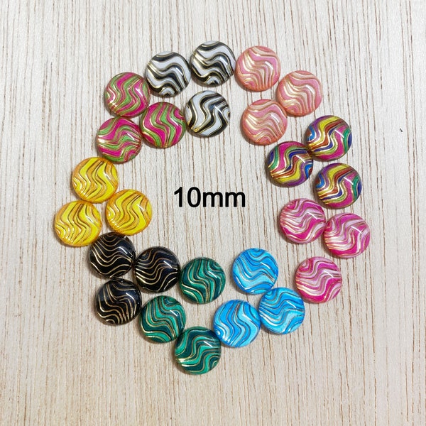 10mm Round cabochon, mini plastic dome, flat back, craft supplies, 20 pieces or a mix, scrapbooking, R68