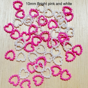 Pink pearl hearts, pink heart cabochon, SMALL, resin heart, hollow hearts, tiny, craft supplies, ready to ship, scrapbooking H54