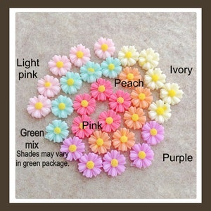 Small 9mm Daisy cabochon, flowers, daisies, scrapbooking, resin, embellishment, diy, mix or single color, no holes, D25 image 2
