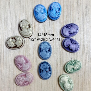 Ponytail lady cameo, Small, resin girl cameo, 12 mix, 14*18mm, craft supplies, cameo for making jewelry, scrapbooking, victorian style girl