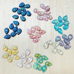 Peacock resin teardrop, peacock cabochon, 30, small, 8*12mm, flat back, acrylic, craft supplies, scrapbook, G92