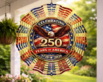 America 250 Wind Spinner 10 Inch | Patriotic Eagle Spinner | 1776 2026 Americana Porch Decor