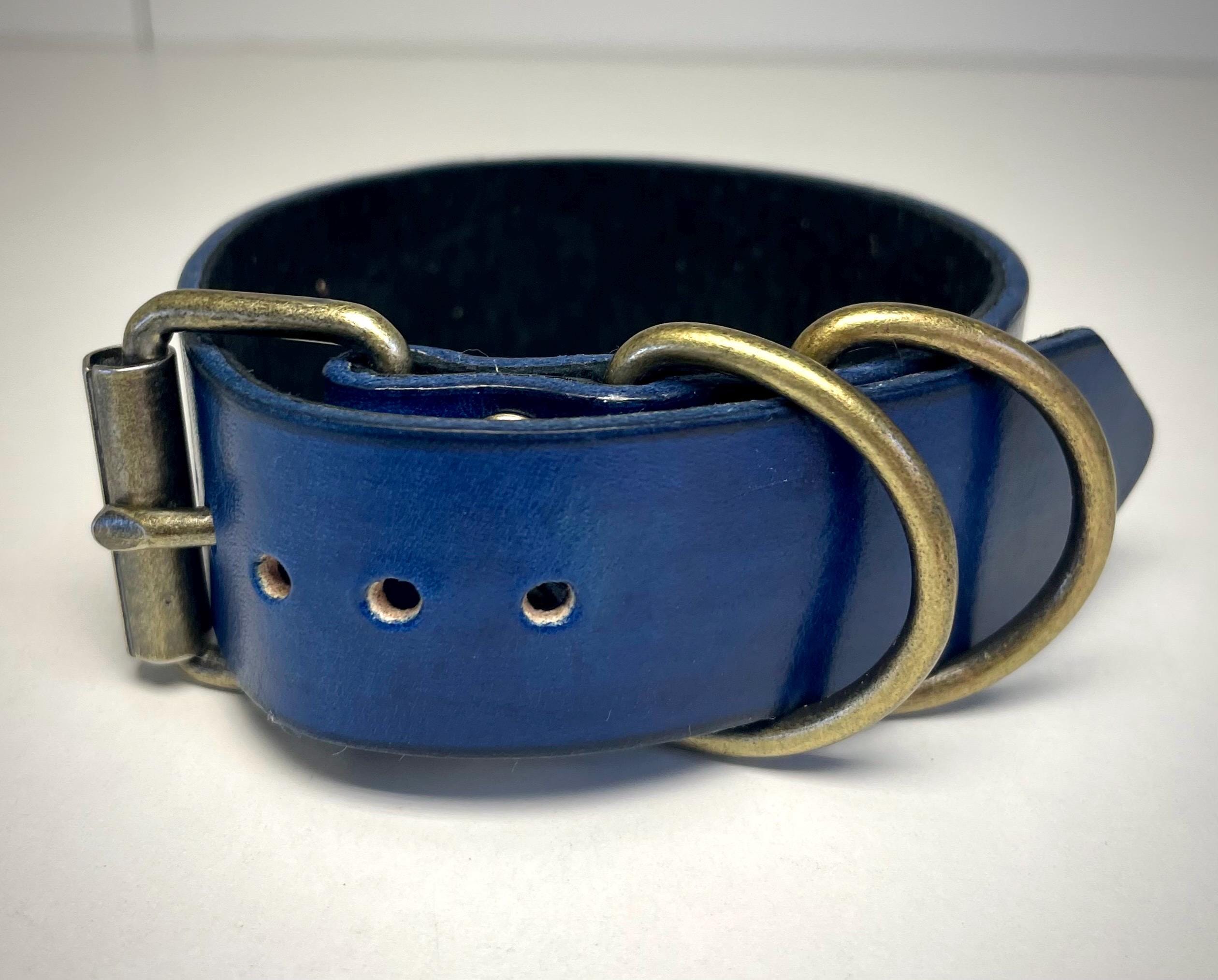 Pre Made Blue Leather Cuff Bracelet Antique Brass Colored