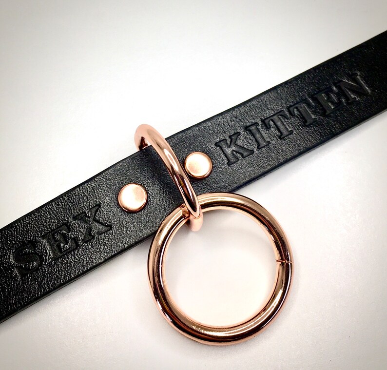 Personalized Black Leather BDSM Fetish Kink Collar for Submissive Available in Silver, Gold, Antique Brass, Black, or Rose Gold hardware image 4