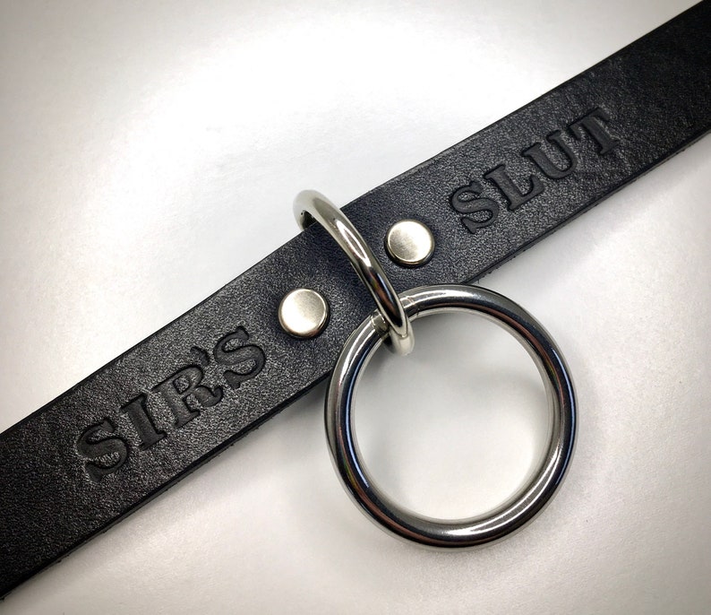 Personalized Black Leather BDSM Fetish Kink Collar for Submissive Available in Silver, Gold, Antique Brass, Black, or Rose Gold hardware image 5