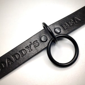 Personalized Black Leather BDSM Fetish Kink Collar for Submissive Available in Silver, Gold, Antique Brass, Black, or Rose Gold hardware image 3