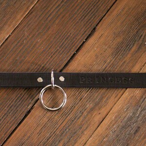 Personalized Black Leather BDSM Fetish Kink Collar for Submissive Available in Silver, Gold, Antique Brass, Black, or Rose Gold hardware image 9