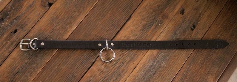 Personalized Black Leather BDSM Fetish Kink Collar for Submissive Available in Silver, Gold, Antique Brass, Black, or Rose Gold hardware image 9