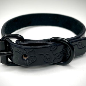 Handcrafted Black Leather Leaf design Bracelet Cuff available in multiple hardware colors