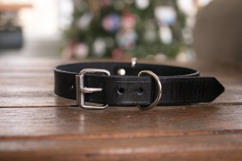 Personalized Black Leather BDSM Fetish Kink Collar for Submissive Available in Silver, Gold, Antique Brass, Black, or Rose Gold hardware image 7