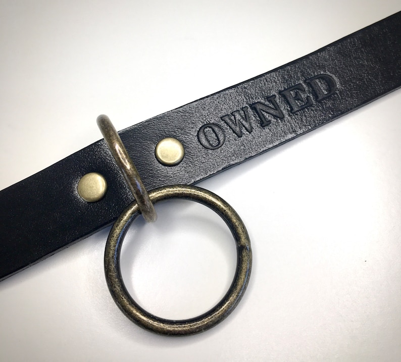 Personalized Black Leather BDSM Fetish Kink Collar for Submissive Available in Silver, Gold, Antique Brass, Black, or Rose Gold hardware image 2