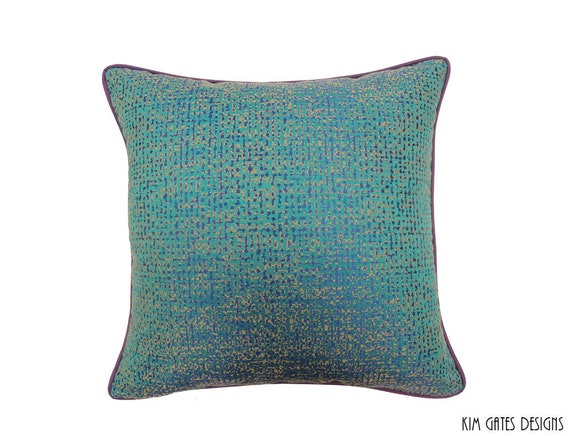 One 20 Inch Purple And Turquoise Pillow Cover Pixel Pillow Etsy