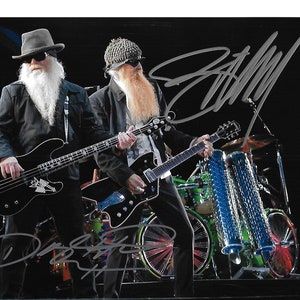 Super Favorite Rock Band &quot;ZZ TOP&quot; Band Autographed  8x10 Concert Pic