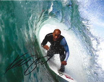 Surfing Champion KELLY SLATER Wave Riding Autographed 8x10 Photograph
