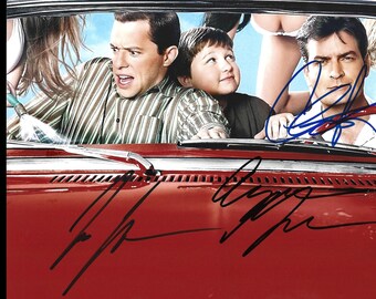 TV Series Two and a Half Men Cast Autographed 8x10 Photo Including Kutcher !