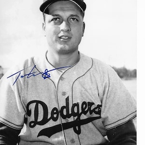 Hall of Fame Baseball Coach TOM LASORDA AUtographed 8x10 Black and White Photograph