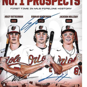 Dreifach signierte 8x10 Hot Baseball ProSpects Rutschman Henderson and Holliday Photographie
