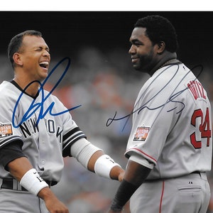Two All Time Great Baseball Slugger DAVID ORTIZ and AROD Dual Signed 8x10 Photograph