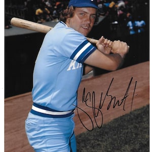 Baseball Player GEORGE BRETT At The Plate Autographed 8x10 photograph