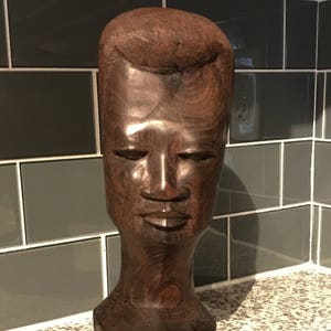 Wooden Hand-Carved African Female Bust