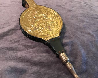 Antique Fireplace Bellows - Brass & Leather