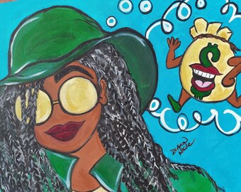 Chase Me Painting, Money Bag Art