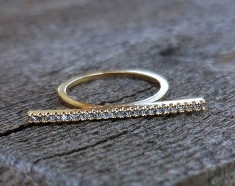1 Bar Ring Modern Ring Minimalistic Gift For Her Sterling Silver CZ Bar Ring Fashion Ring Geometric Ring Size 8 Cute and Dainty