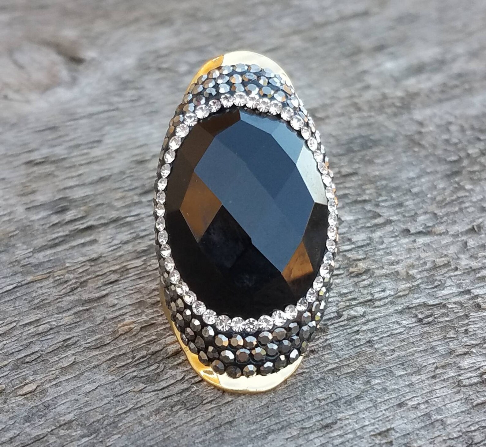 Black Agate Ring Etsy