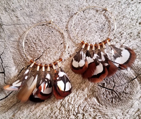 Feather Hoops Brown - Etsy