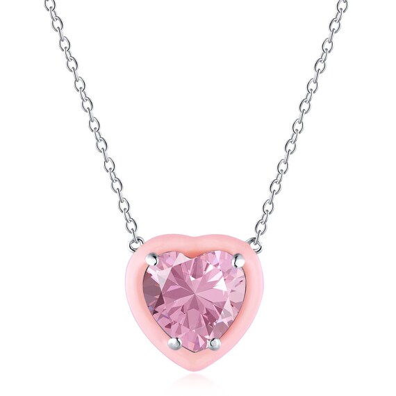 ★SENTIMENTS★ NO.551 [PINK] SOLDIER HEART NECKLACE PINK SAPPHIRE SOLITAIRE HEART NECKLACE – SHAY JEWELRY