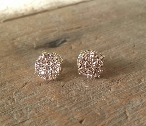 Rose Gold Druzy Studs
