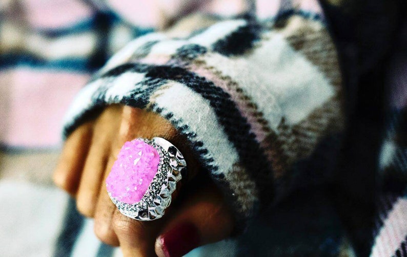 Pink Lemonade Druzy Ring image 4