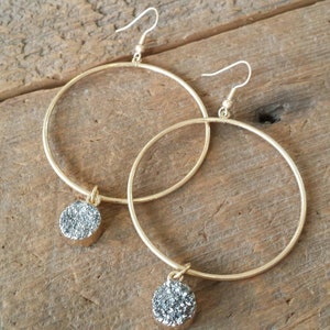 Pyrite Druzy Hoops image 1