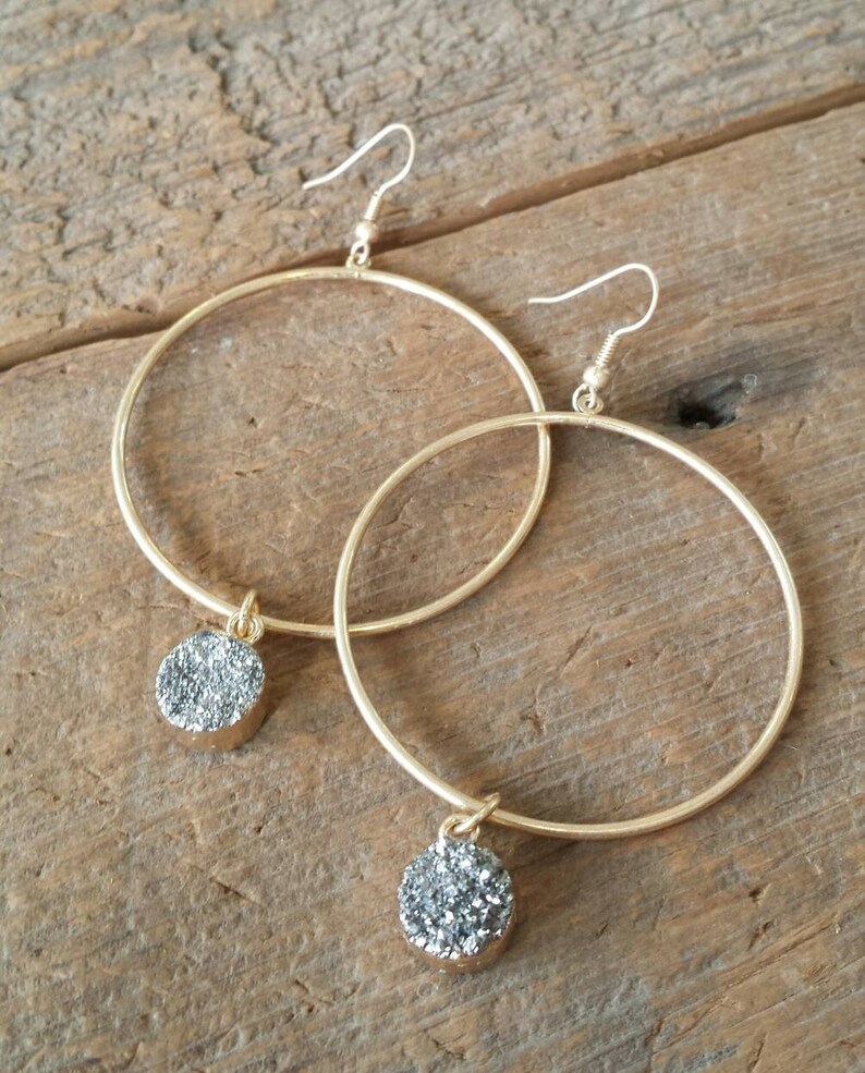 Pyrite Druzy Hoops image 1