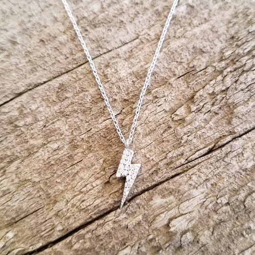 Lightning Bolt Necklace in Sterling Silver Lightning Bolt Etsy
