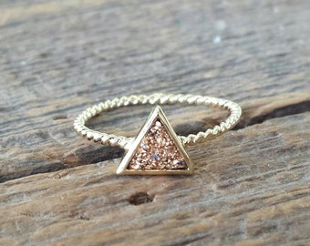 Prism Druzy Ring - Oro Rosa